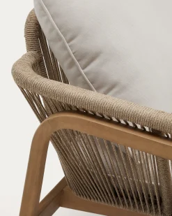Kave Home 3-zitsbank Vellana met 2 Fauteuils en Koffietafel Acaciahout Beige