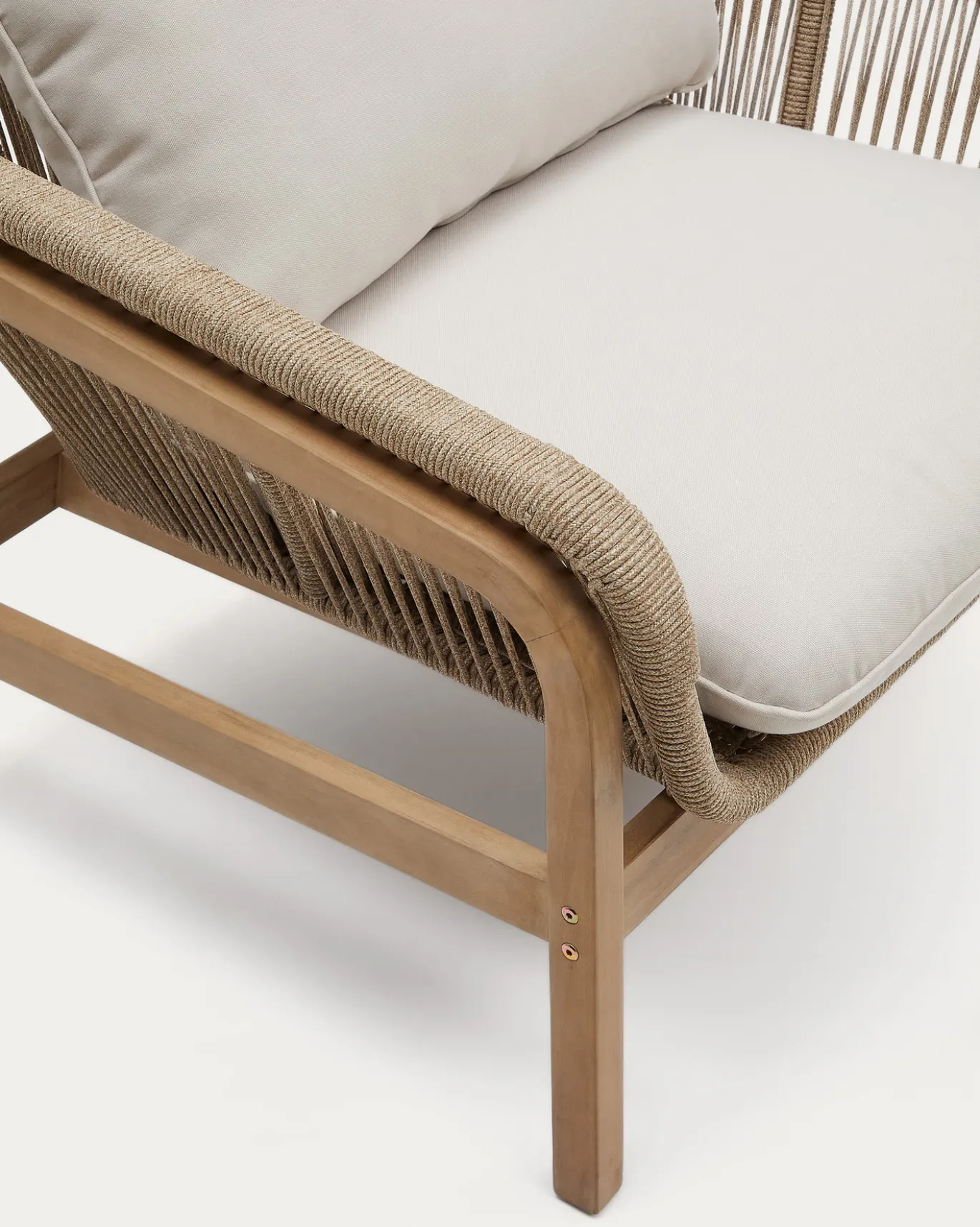 Kave Home 3-zitsbank Vellana met 2 Fauteuils en Koffietafel Acaciahout Beige