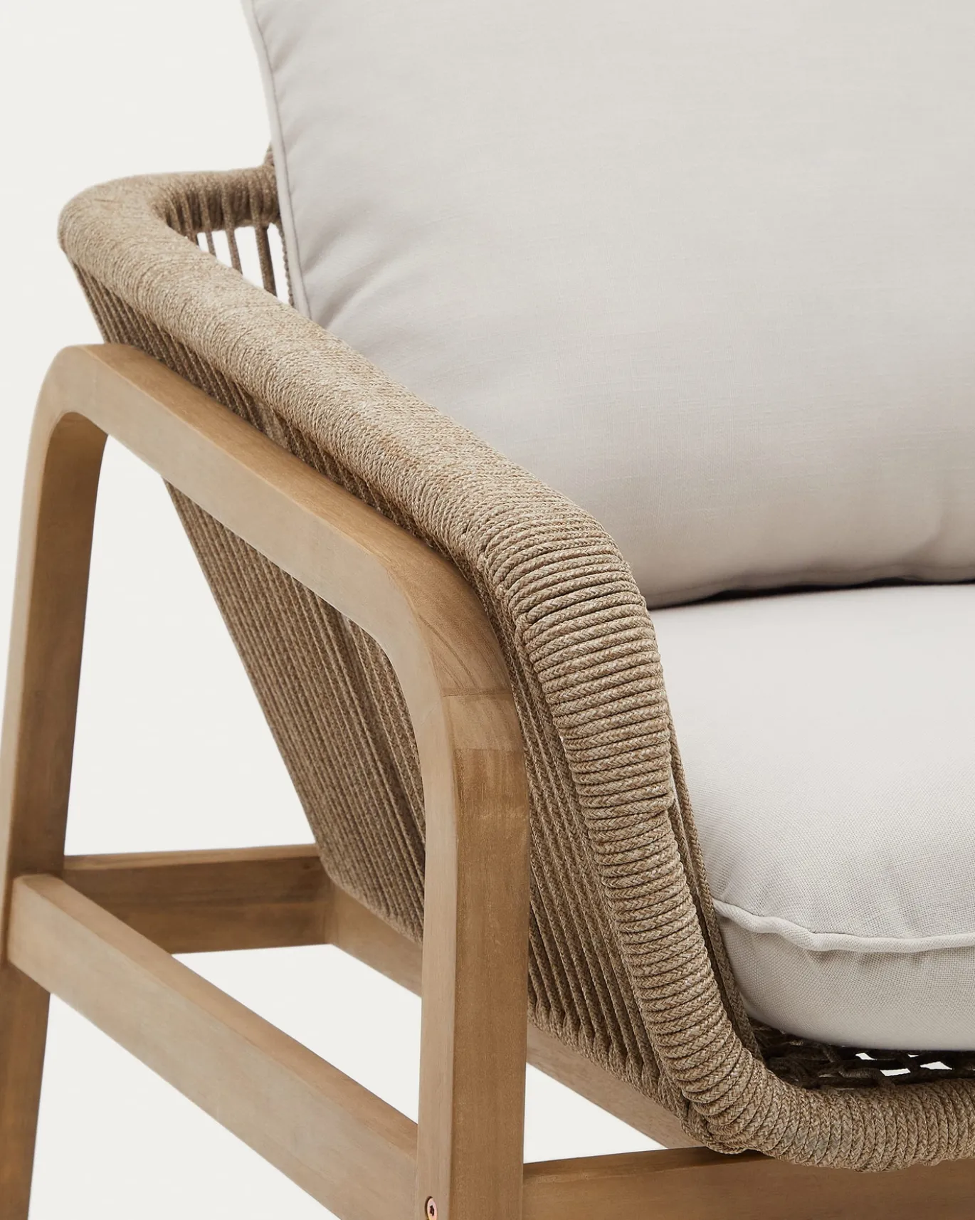Kave Home 3-zitsbank Vellana met 2 Fauteuils en Koffietafel Acaciahout Beige