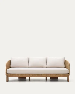 Kave Home 3-zitsbank Xoriguer Rotan en Massief Eucalyptushout 223cm