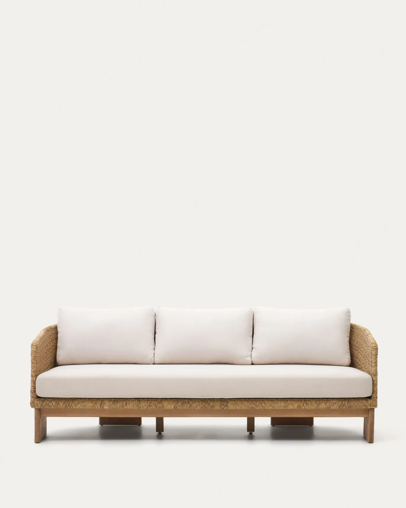 Kave Home 3-zitsbank Xoriguer Rotan en Massief Eucalyptushout 223cm