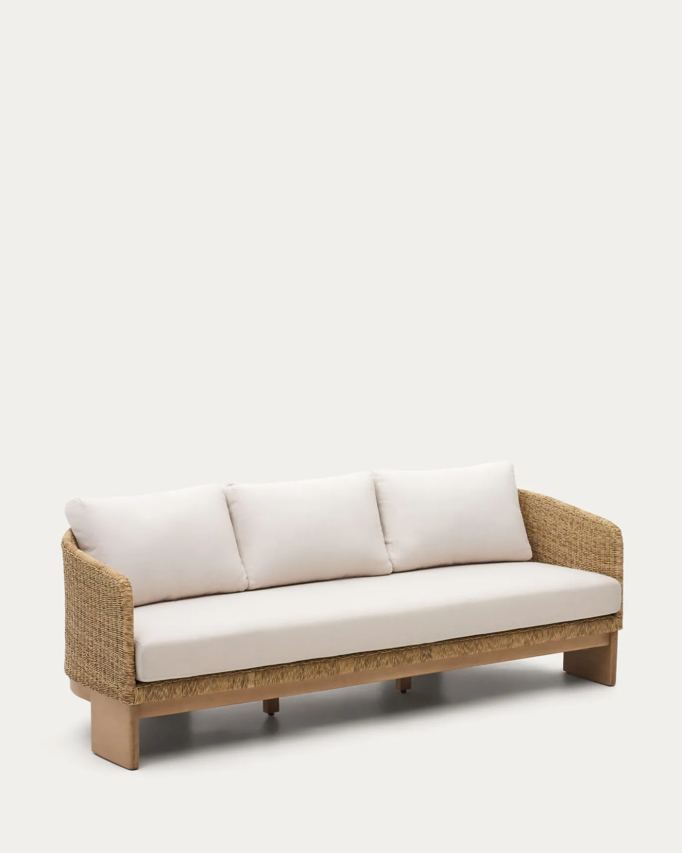 Kave Home 3-zitsbank Xoriguer Rotan en Massief Eucalyptushout 223cm