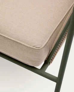 Kave Home 2-zitsbank Zivia Outdoor Ecru Touw en Groen 178cm
