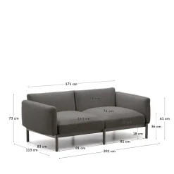 Kave Home 2-zits Buitenbank Sorells Modulair Grijs 201cm