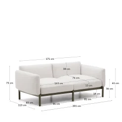 Kave Home 2-zits Buitenbank Sorells Modulair Beige 201cm
