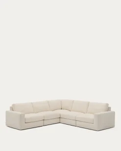 Kave Home 5-zitshoekbank Alea Ecru Chenille Modulaire 310x310cm