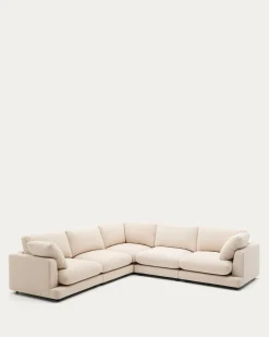 Kave Home 6-zitshoekbank Gala Beige Chenille 300x300cm
