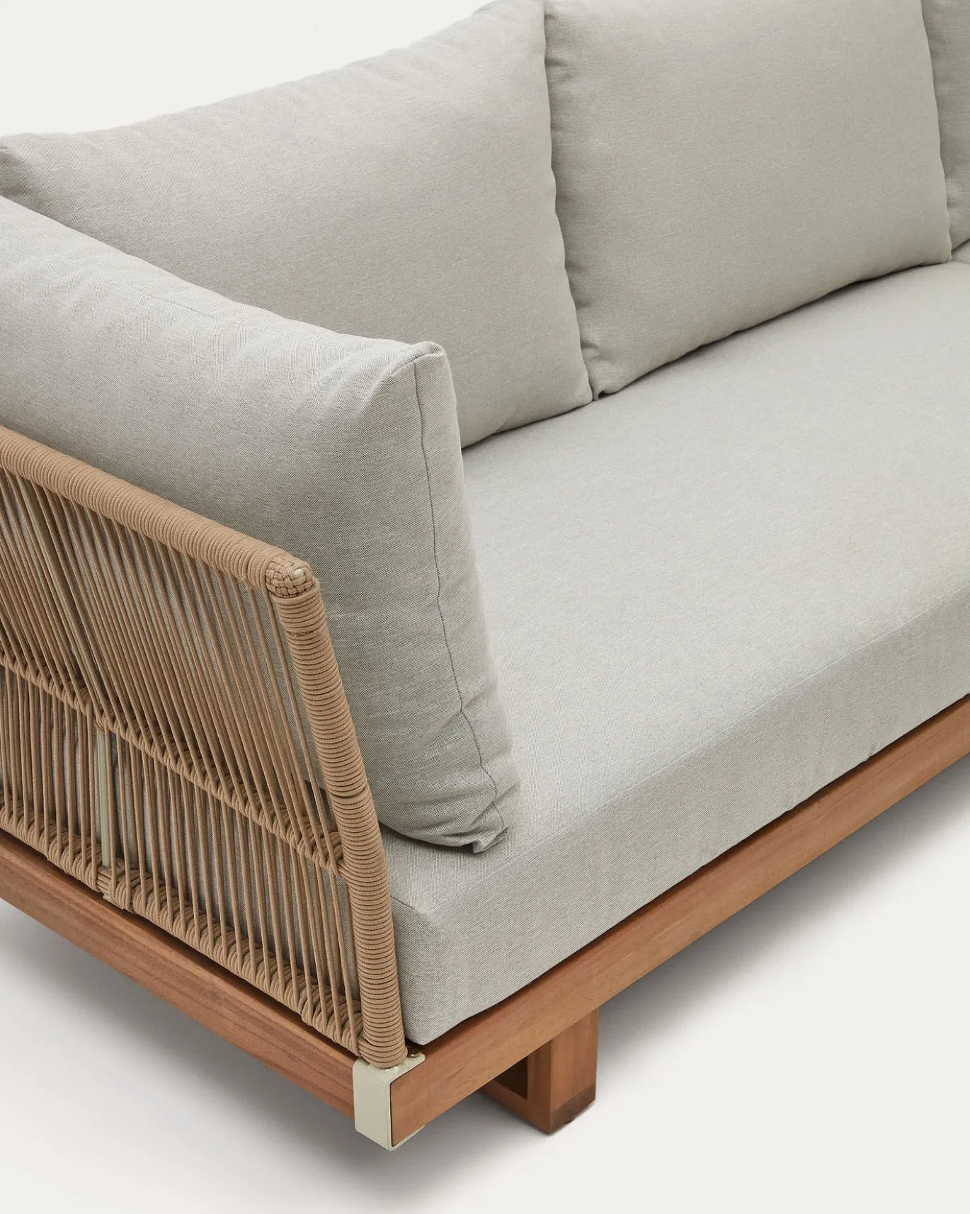 Kave Home 5-Zitshoekbank Raco en Salontafel Massief Acaciahout