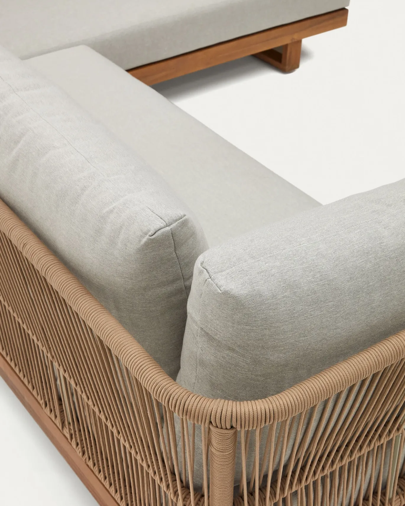 Kave Home 5-Zitshoekbank Raco en Salontafel Massief Acaciahout