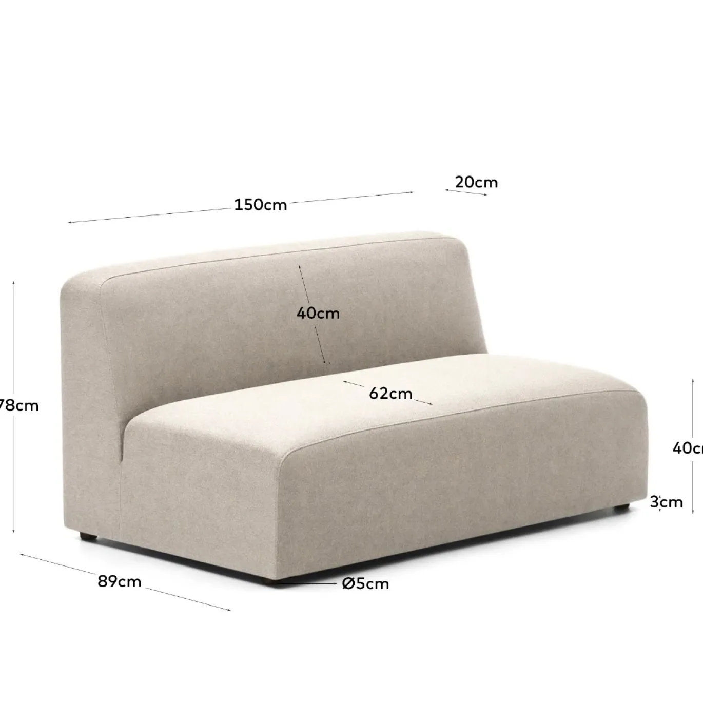 Kave Home 2-zits Module Neom Beige 150cm