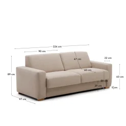 Kave Home 3-zits Slaapbank Anley Beige 224cm