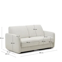 Kave Home 3-zits Slaapbank Parelkleurig Nuala 204cm