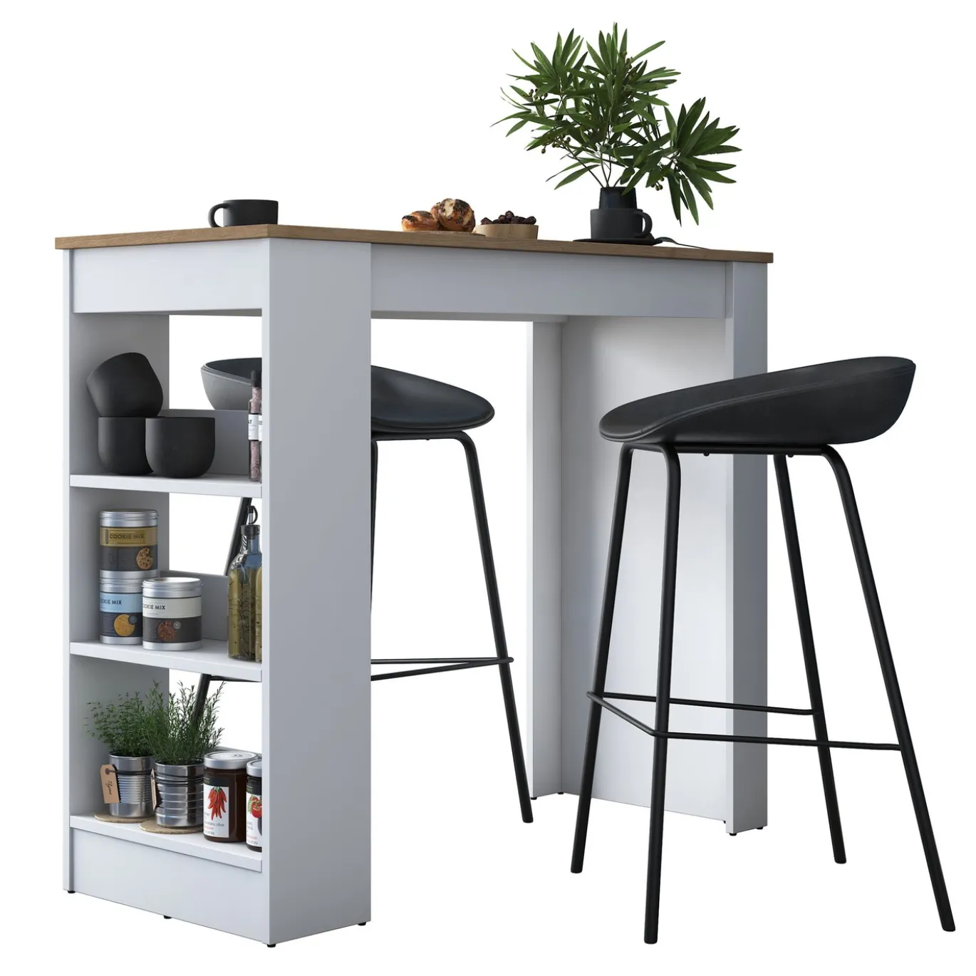 Keukentafel Jalova Melamine Walnoot Wit