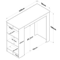 Keukentafel Jalova Melamine Walnoot Wit