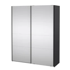 Kledingkast Catania Matgrijs 180x220cm Schuifdeuren Met Spiegel - Giga Living