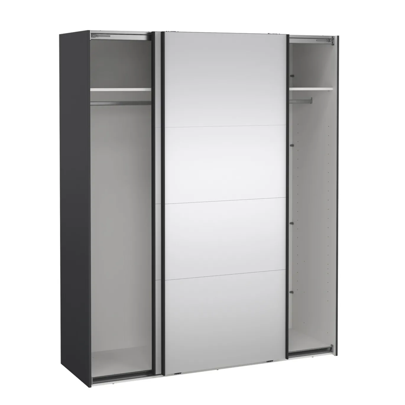Kledingkast Catania Matgrijs 180x220cm Schuifdeuren Met Spiegel - Giga Living