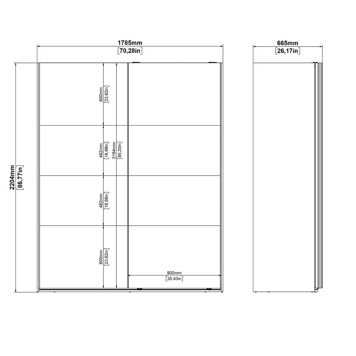 Kledingkast Catania Matgrijs 180x220cm - Giga Living