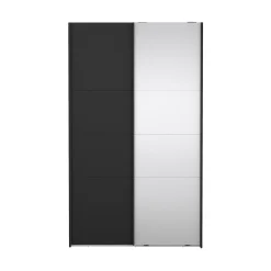 Kledingkast Catania Mat Zwart Spiegel Met Lades 120x200cm - Giga Living