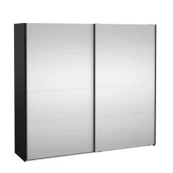 Kledingkast Catania Mat Zwart Schuifdeuren Met Spiegel 244x220cm - Giga Living