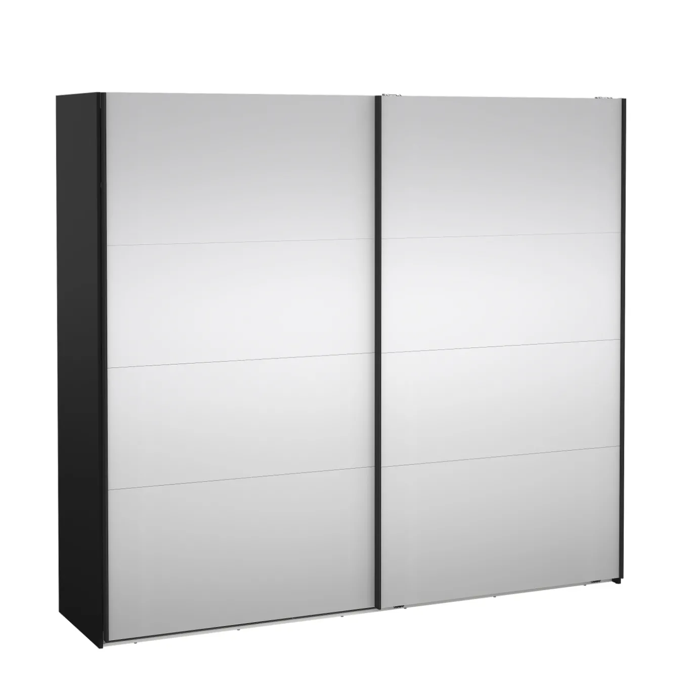 Kledingkast Catania Mat Zwart Schuifdeuren Met Spiegel 244x220cm - Giga Living