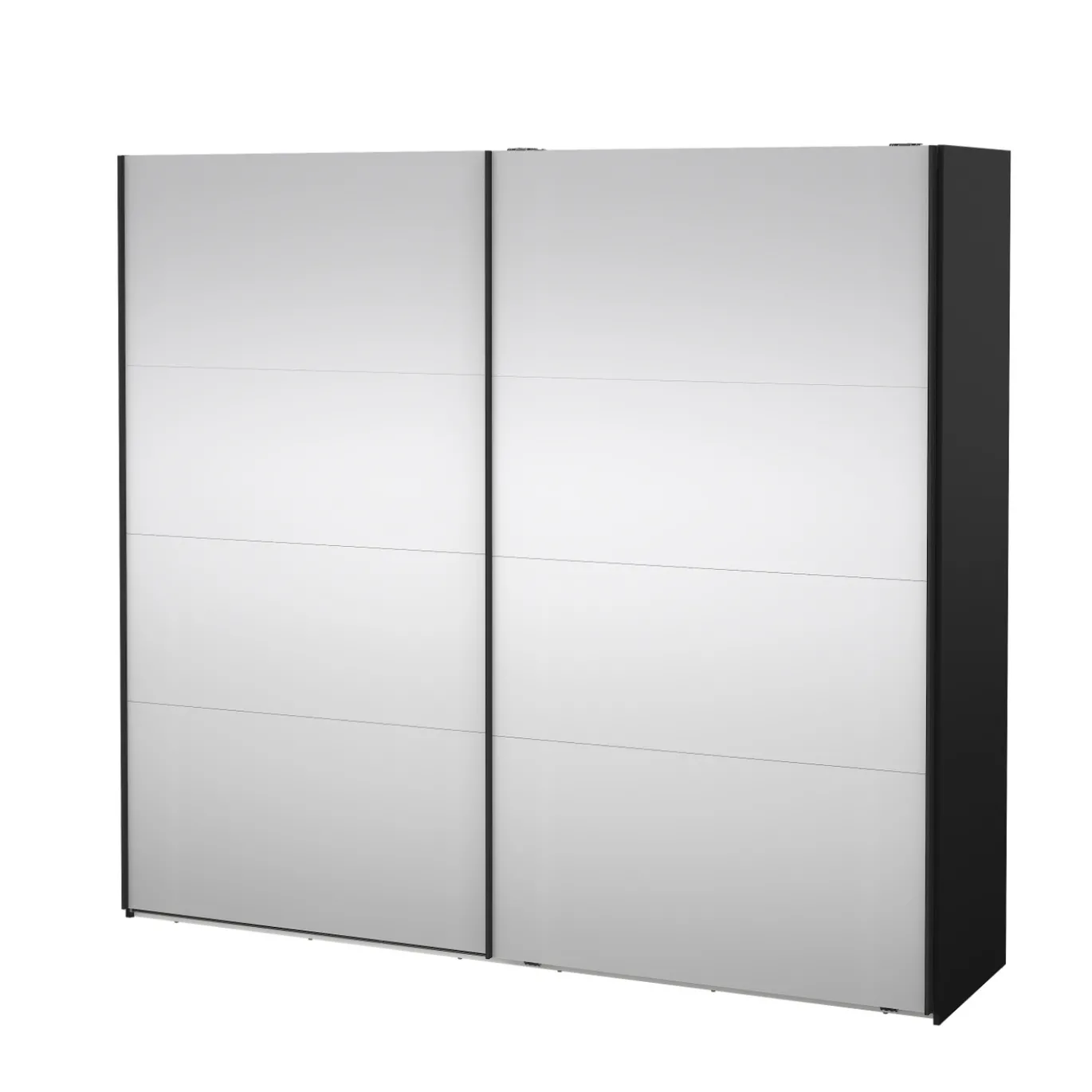 Kledingkast Catania Mat Zwart Schuifdeuren Met Spiegel 244x220cm - Giga Living