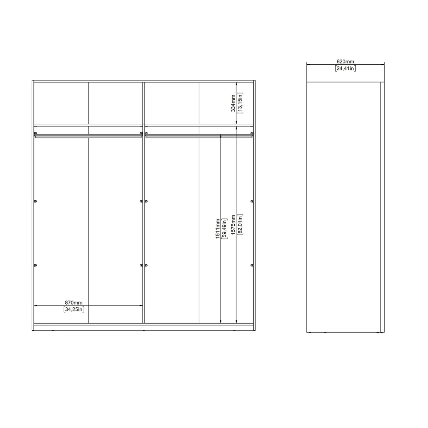Kledingkast Catania Mat Zwart 2-schuifdeuren - Giga Living
