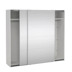 Kledingkast Catania Wit Schuifdeuren Met Spiegel 244x220cm - Giga Living