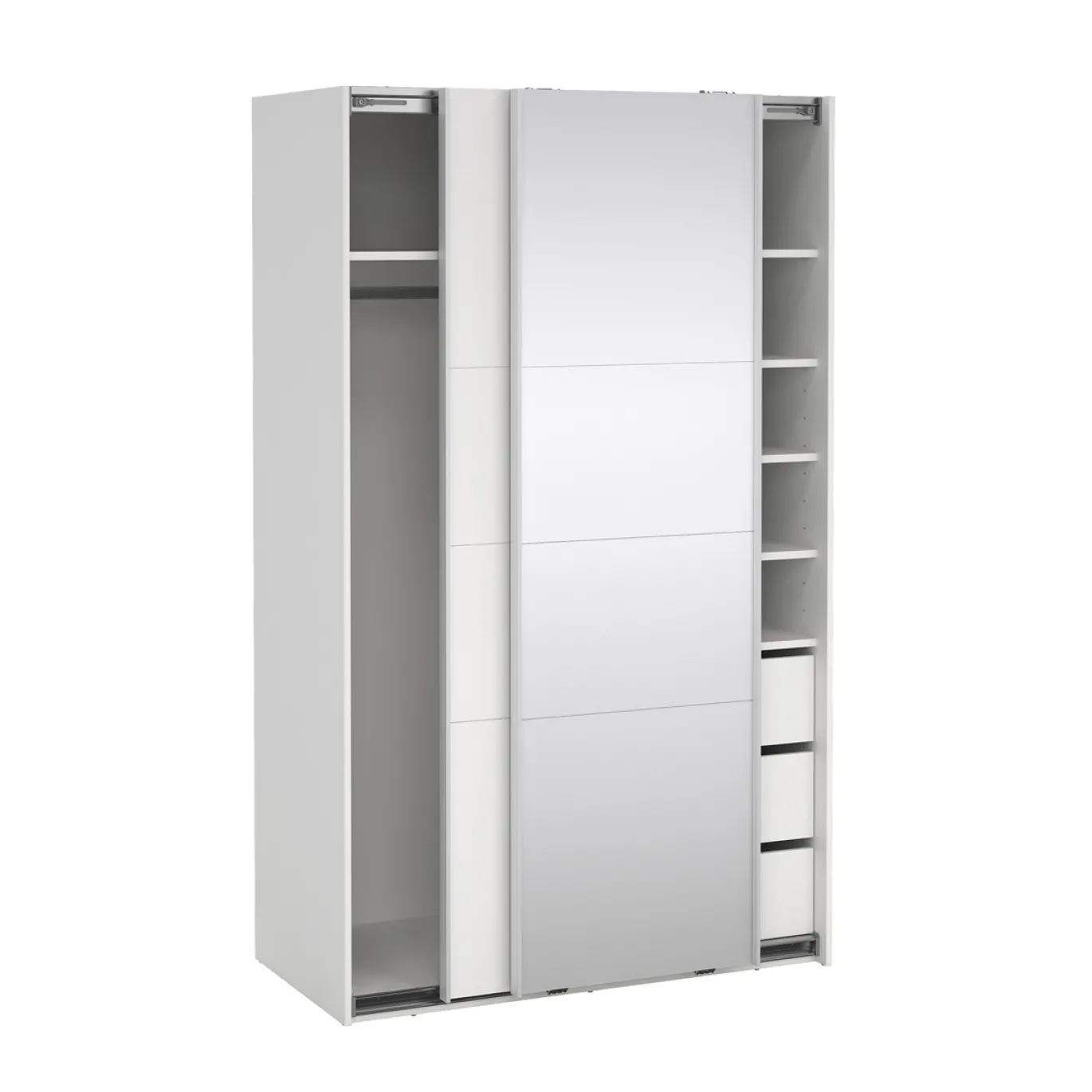 Kledingkast Catania Wit Spiegel Met Lades 120x200cm - Giga Living