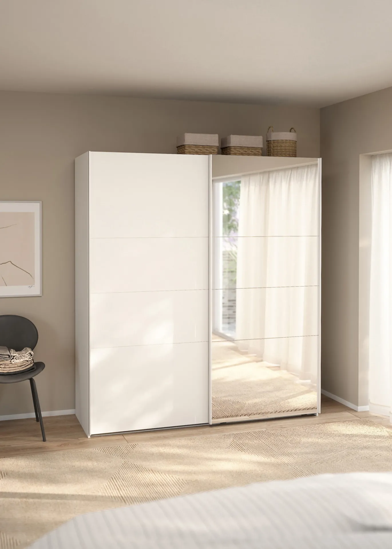Kledingkast Catania Wit Spiegel 180x200cm - Giga Living