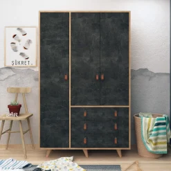 Kledingkast Chunky Melamine Eiken Donker Concrete