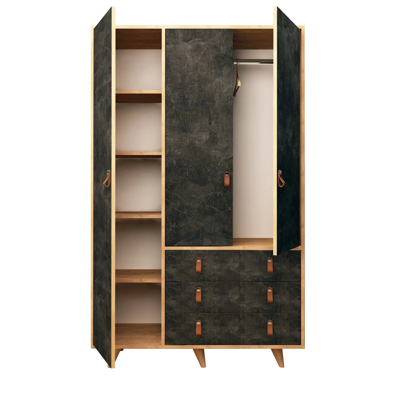 Kledingkast Chunky Melamine Eiken Donker Concrete