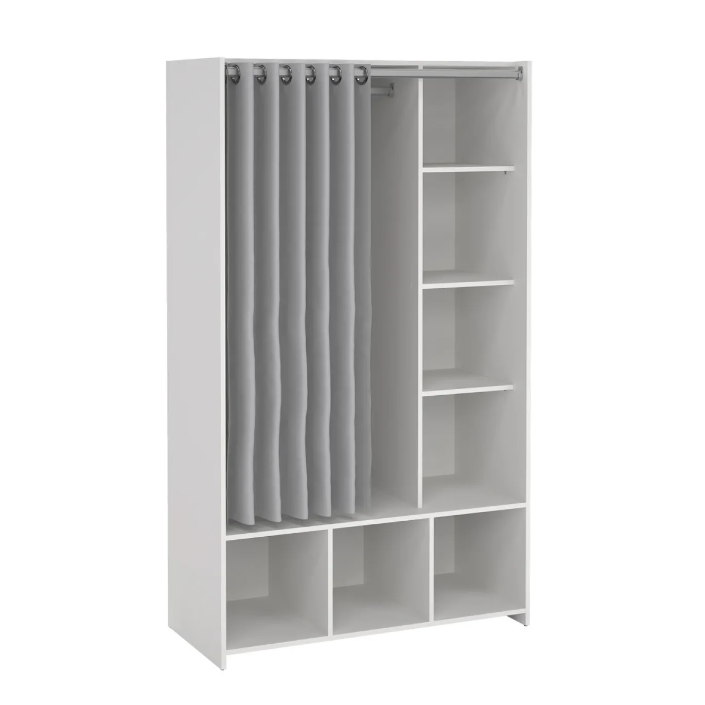 Kledingkast Kit Wit Lichtgrijs Gordijn - Giga Living