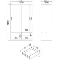 Kledingkast Line Jackson Hickory 121x200cm - Giga Living