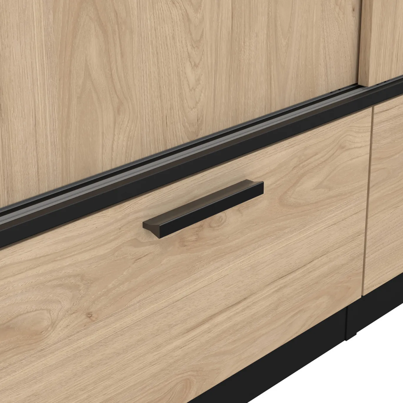 Kledingkast Line Mat Zwart Jackson Hickory - Giga Living