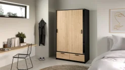 Kledingkast Line Mat Zwart Jackson Hickory - Giga Living
