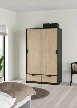 Kledingkast Line Mat Zwart Jackson Hickory - Giga Living
