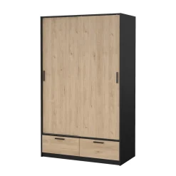 Kledingkast Line Mat Zwart Jackson Hickory - Giga Living