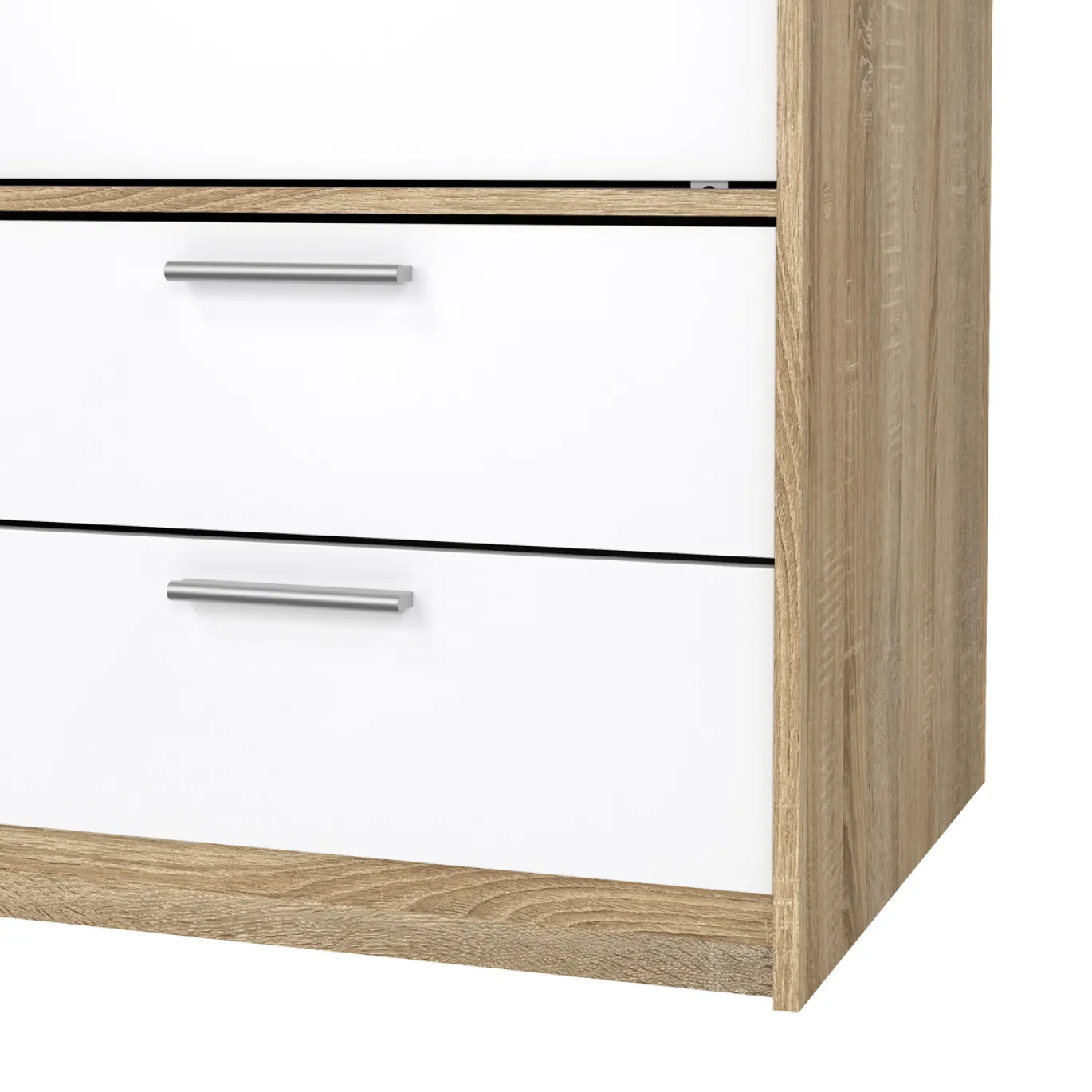 Kledingkast Line Naturel/Wit Hoogglans 2-schuifdeuren + 4-lades - Giga Living