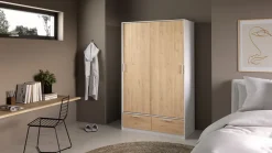 Kledingkast Line Wit Jackson Hickory 2-deurs + 2-lades - Giga Living
