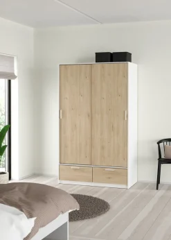 Kledingkast Line Wit Jackson Hickory 2-deurs + 2-lades - Giga Living