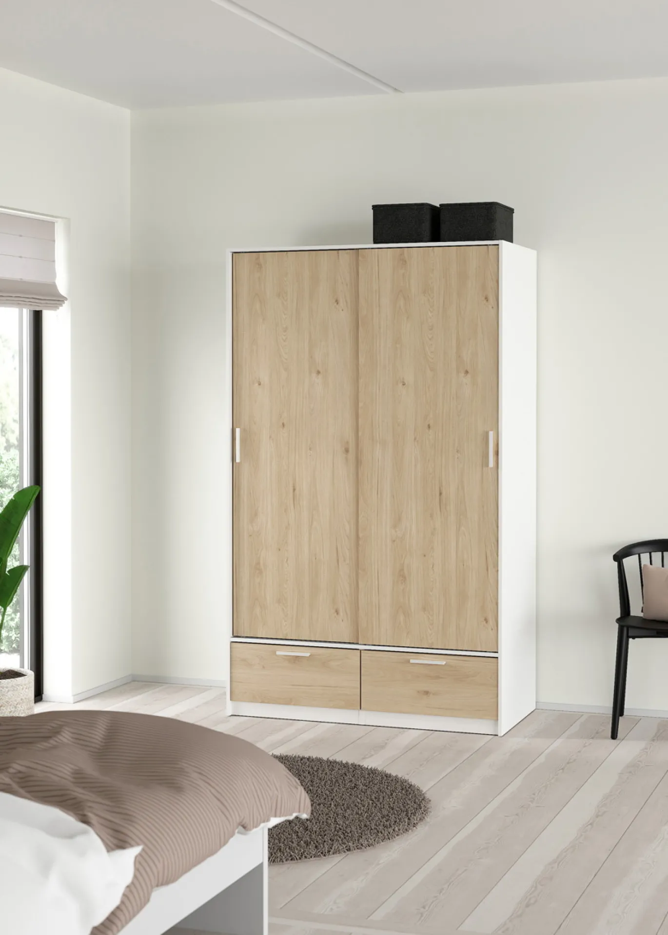 Kledingkast Line Wit Jackson Hickory 2-deurs + 2-lades - Giga Living