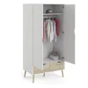 Kledingkast Oslo Wit/Naturel 2-deurs + 2-lades - Giga Living