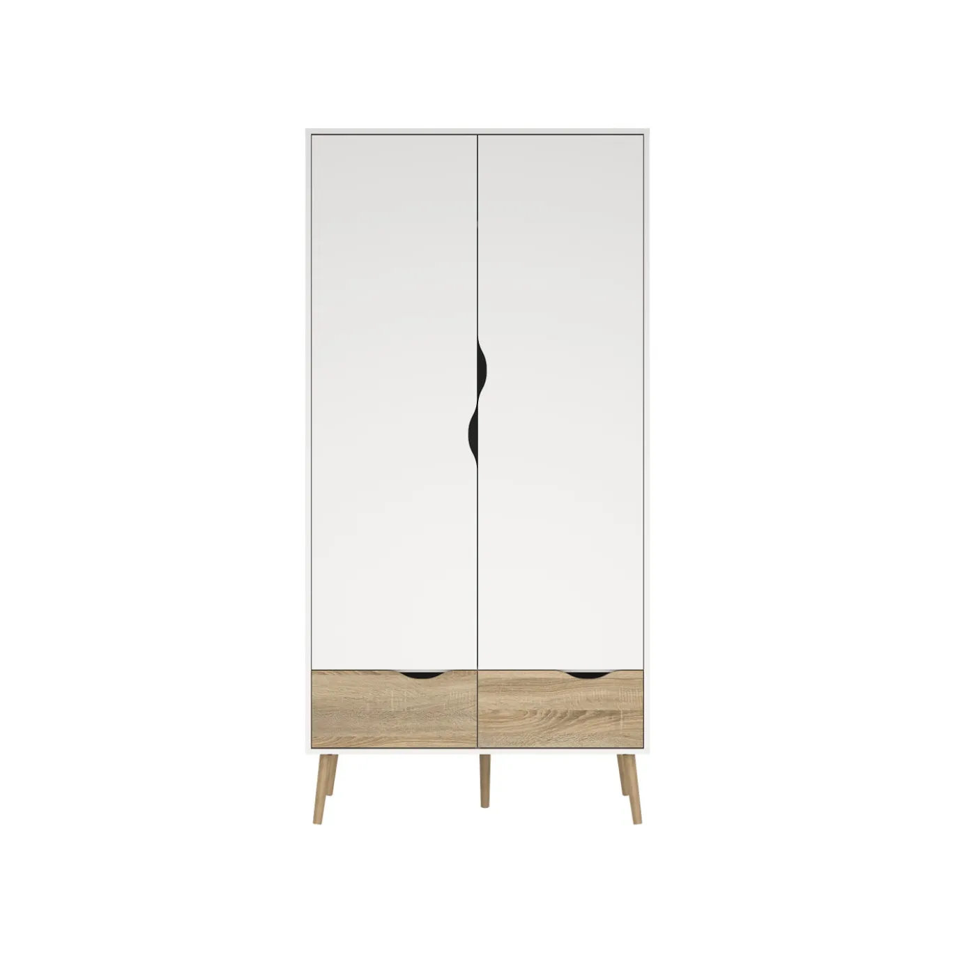 Kledingkast Oslo Wit/Naturel 2-deurs + 2-lades - Giga Living
