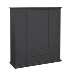 Kledingkast Paris Matgrijs 4-deuren + 2-lades - Giga Living