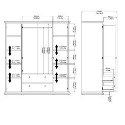 Kledingkast Paris Matgrijs 4-deuren + 2-lades - Giga Living