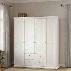 Kledingkast Paris Wit 4-deurs + 2-lades - Giga Living