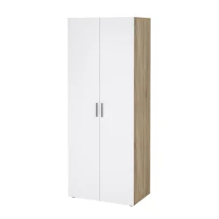 Kledingkast Pepe Naturel/Wit Hoogglans 2-deurs - Giga Living