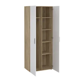 Kledingkast Pepe Naturel/Wit Hoogglans 2-deurs - Giga Living
