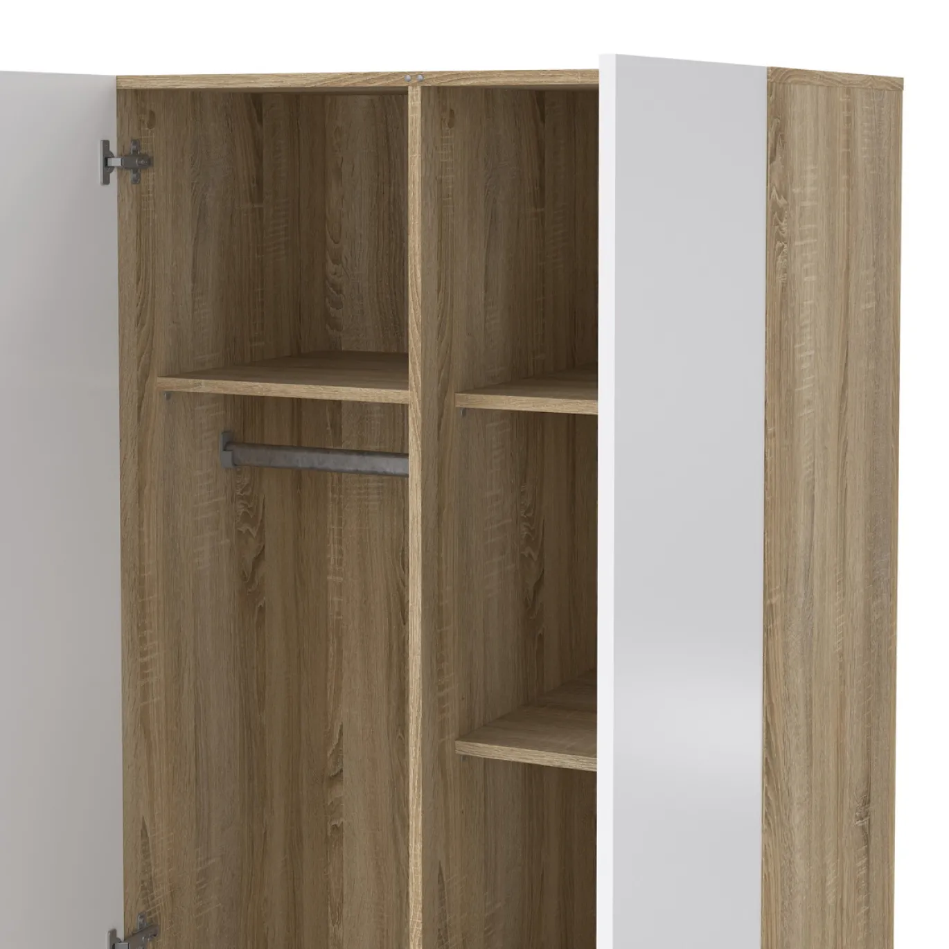 Kledingkast Pepe Naturel/Wit Hoogglans 2-deurs - Giga Living
