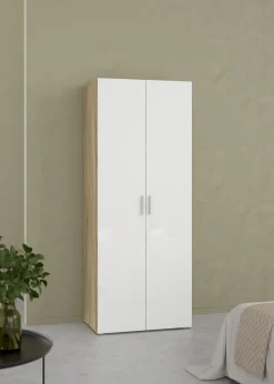 Kledingkast Pepe Naturel/Wit Hoogglans 2-deurs - Giga Living